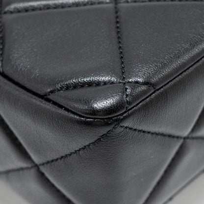 Chanel Quilted Mini Flap Bag with Detailed Chain Lambskin Black  (Microchip)