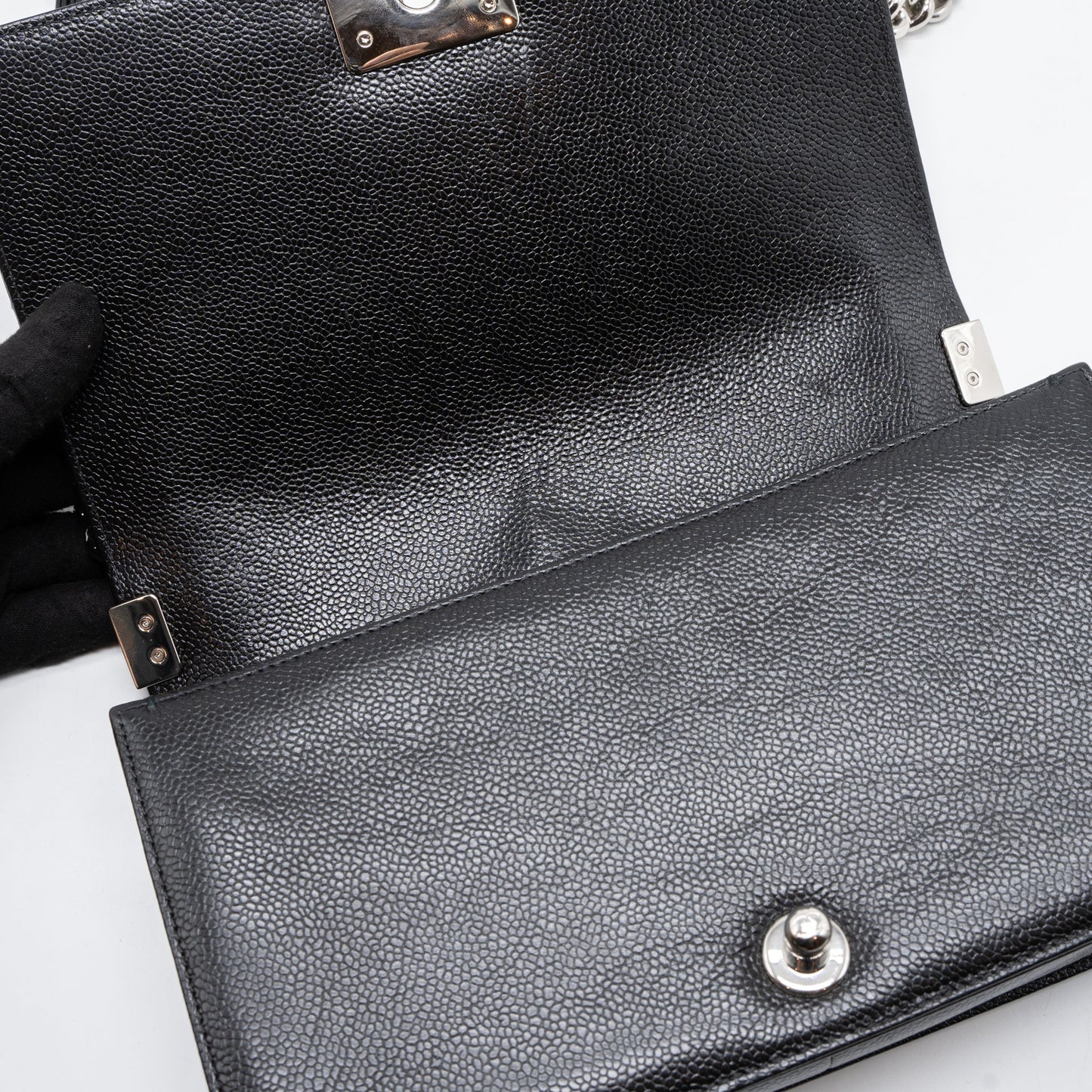 Chanel Medium Boy Bag Chevron Caviar Black