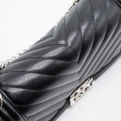 Chanel Medium Boy Bag Chevron Caviar Black