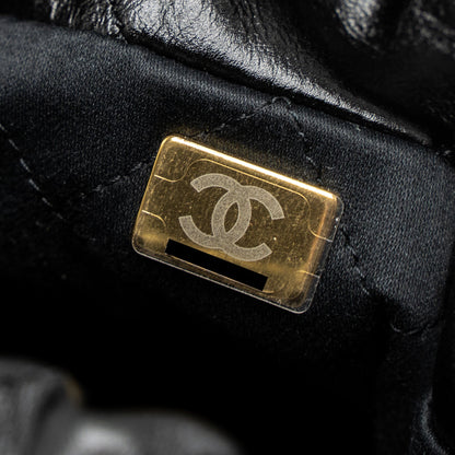 Chanel 23S Mini 22 Bag with Pearl Shiny Calfskin Black Brushed  (Microchip)
