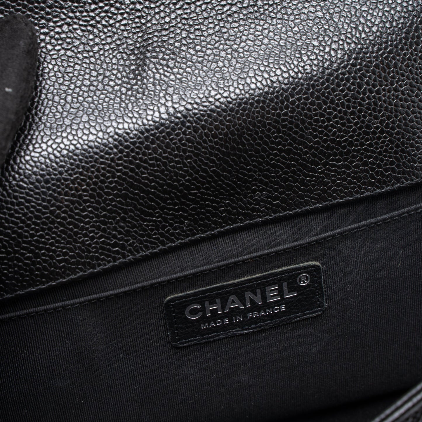 Chanel Medium Boy Bag Chevron Caviar Black