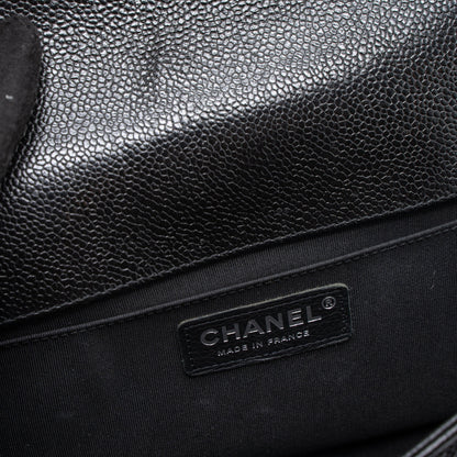 Chanel Medium Boy Bag Chevron Caviar Black