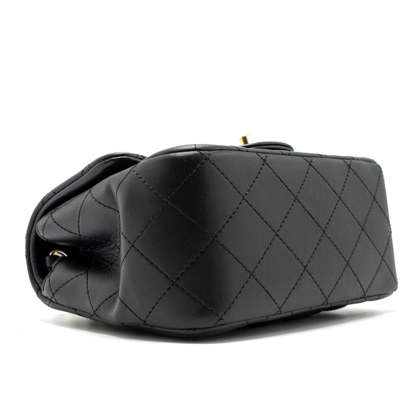 chanel mini square flap bag lambskin black