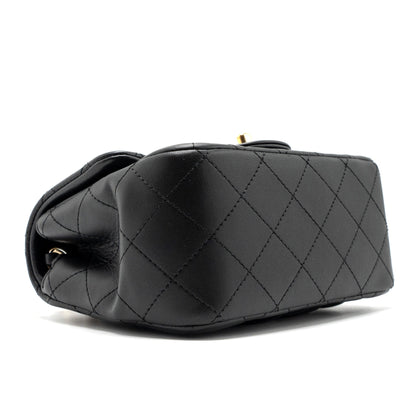 chanel mini square flap bag lambskin black