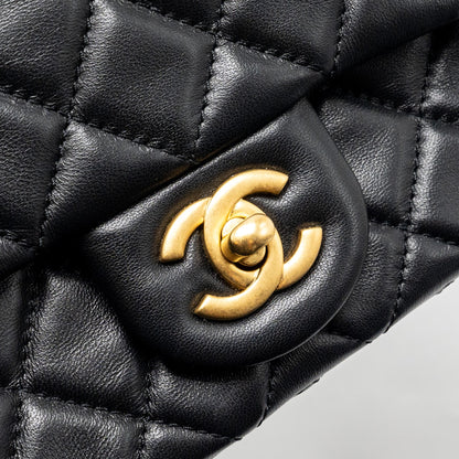 Chanel Pearl Crush Mini Square Flap Bag Lambskin BLACK  (Microchip)