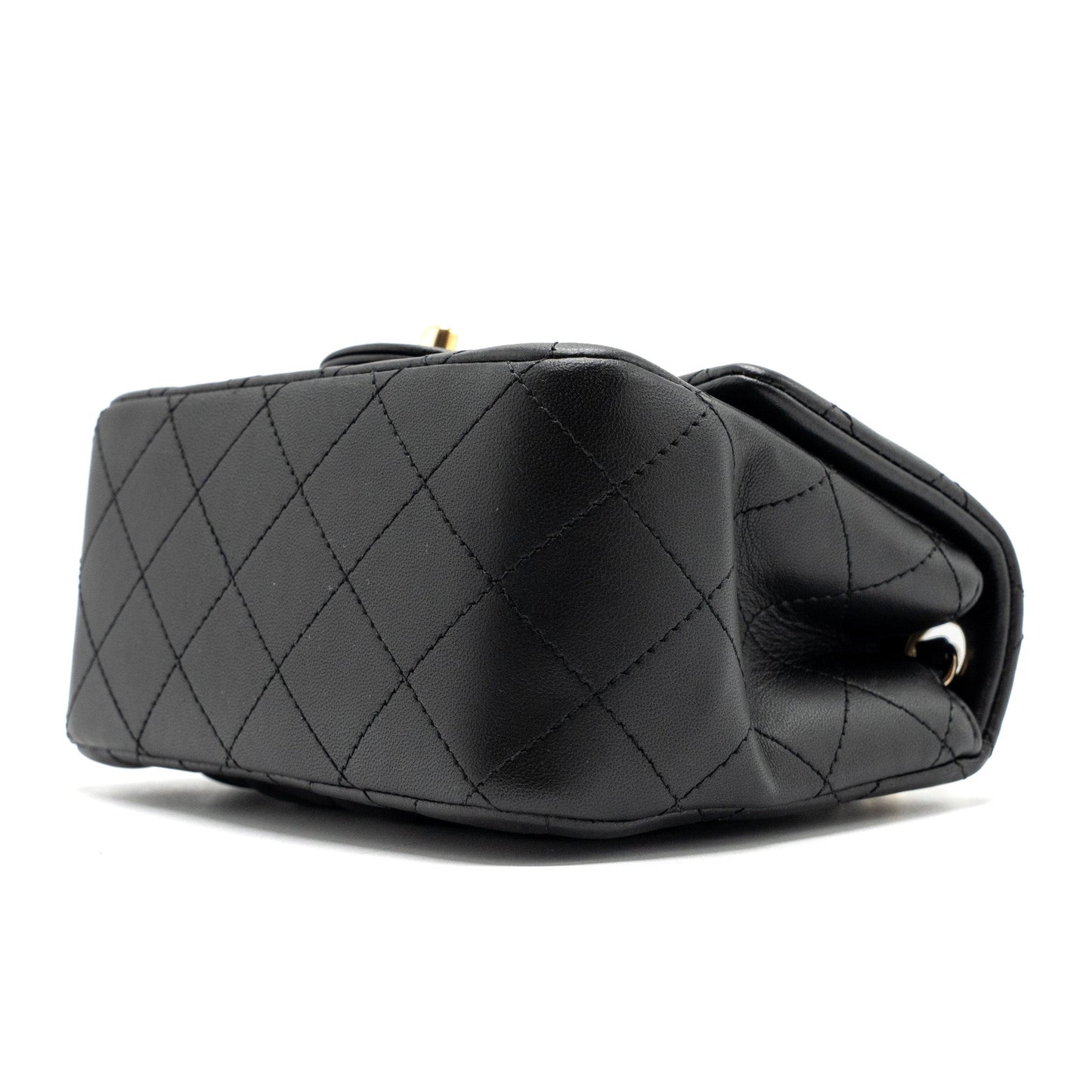 chanel mini square flap bag lambskin black