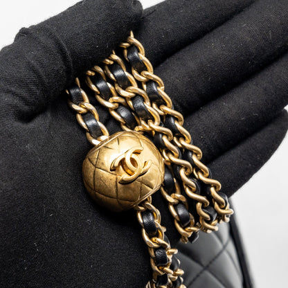 Chanel Pearl Crush Mini Square Flap Bag Lambskin BLACK  (Microchip)