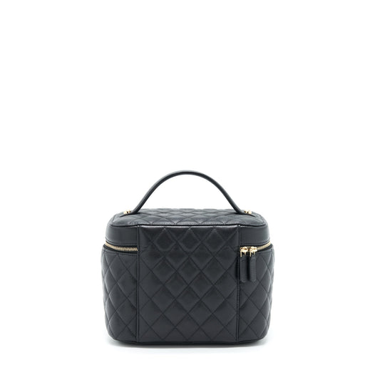 Chanel Top Handle Vanity Case Caviar Black L