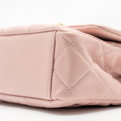 Chanel 22b Flap Bag with Gem Chain Lambskin Dust Pink  (microchip)