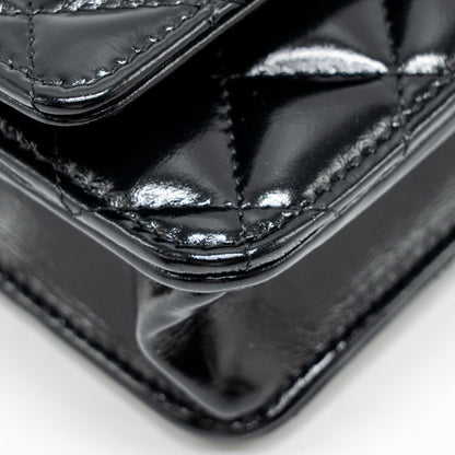 Chanel 24A Wallet On Chain Shiny Calfskin Black  (Microchip)