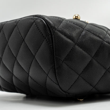 Chanel 23s Quilted Mini Backpack Caviar Black L (Microchip)