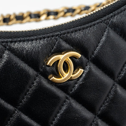 Chanel Hobo Shoulder Bag Lambskin Black (Microchip)