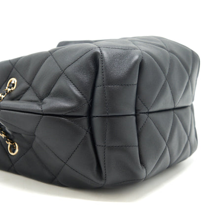 Chanel drawstring Bucket bag Quilted Lambskin Black L