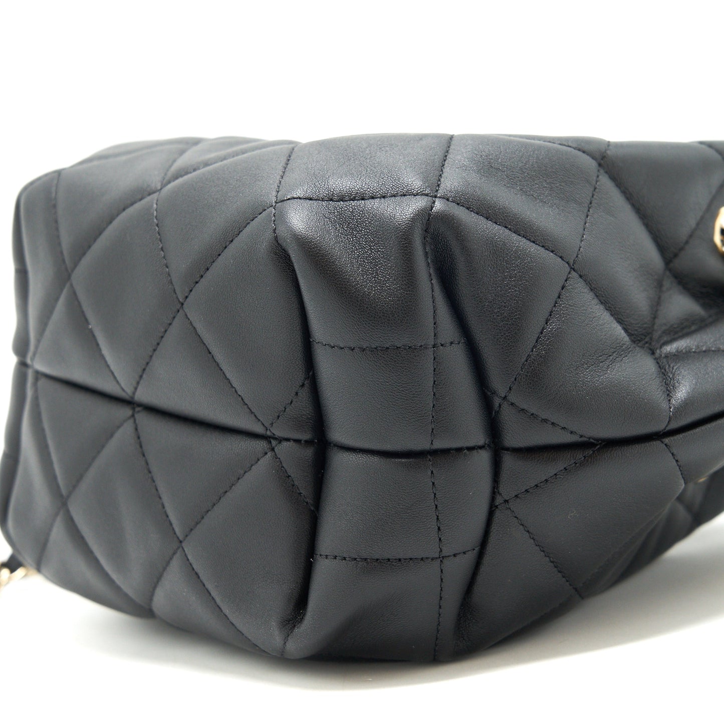 Chanel drawstring Bucket bag Quilted Lambskin Black L