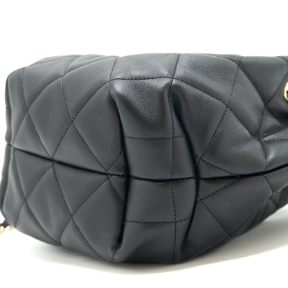 Chanel drawstring Bucket bag Quilted Lambskin Black L