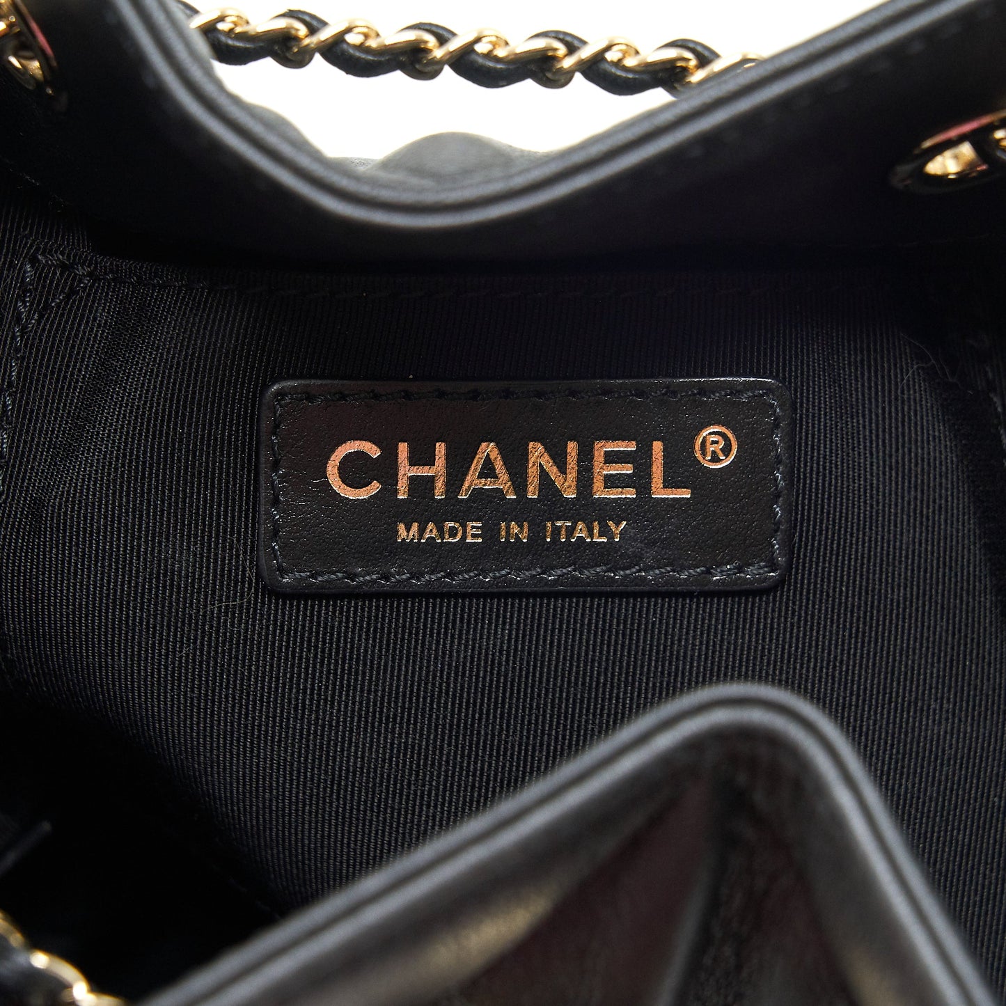 Chanel drawstring Bucket bag Quilted Lambskin Black L
