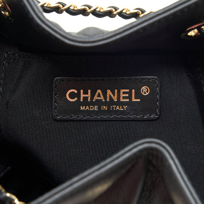 Chanel drawstring Bucket bag Quilted Lambskin Black L