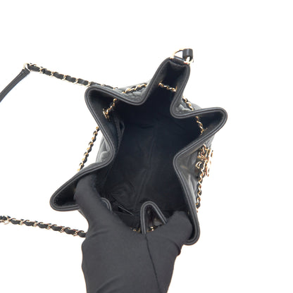 Chanel drawstring Bucket bag Quilted Lambskin Black L