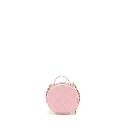 Chanel 22C Mini Round Purse Vanity Caviar Light Pink L
