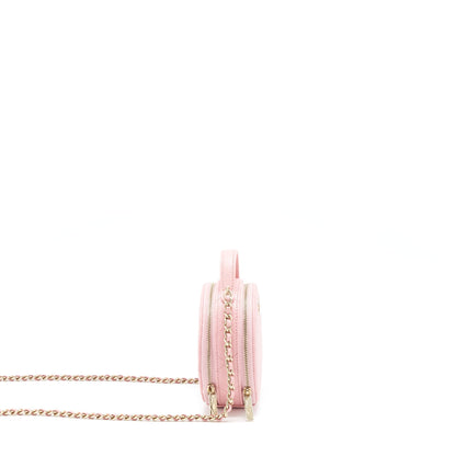 Chanel 22C Mini Round Purse Vanity Caviar Light Pink L