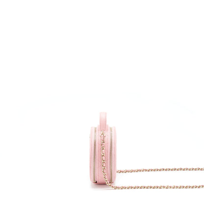 Chanel 22C Mini Round Purse Vanity Caviar Light Pink L