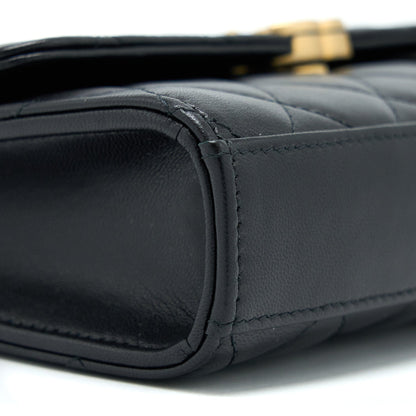 Chanel 22B Flap Bag With Enamel Top Handle Lambskin Black