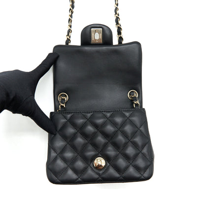 Chanel Mini Square Flap Bag Lambskin Black L