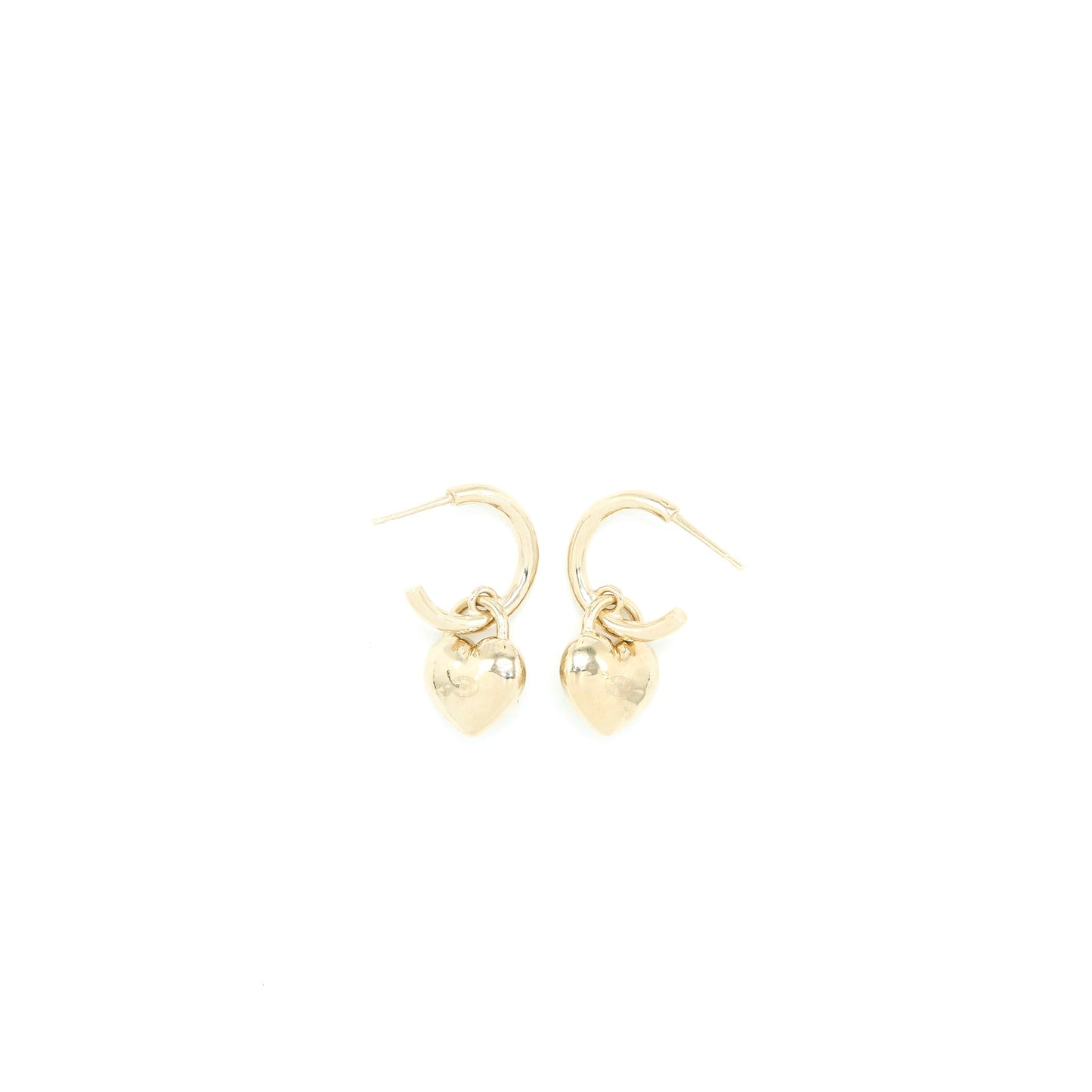 Chanel Heart CC Earrings Light Gold Tone