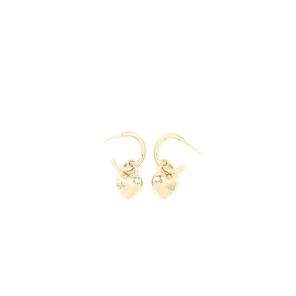 Chanel Heart CC Earrings Light Gold Tone
