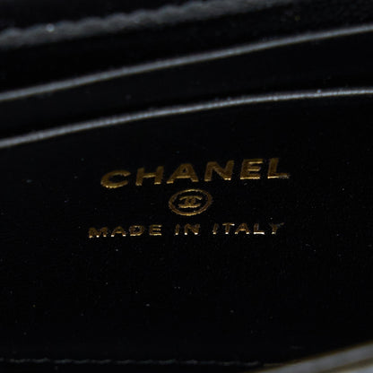 Chanel 22B Flap Bag With Enamel Top Handle Lambskin Black