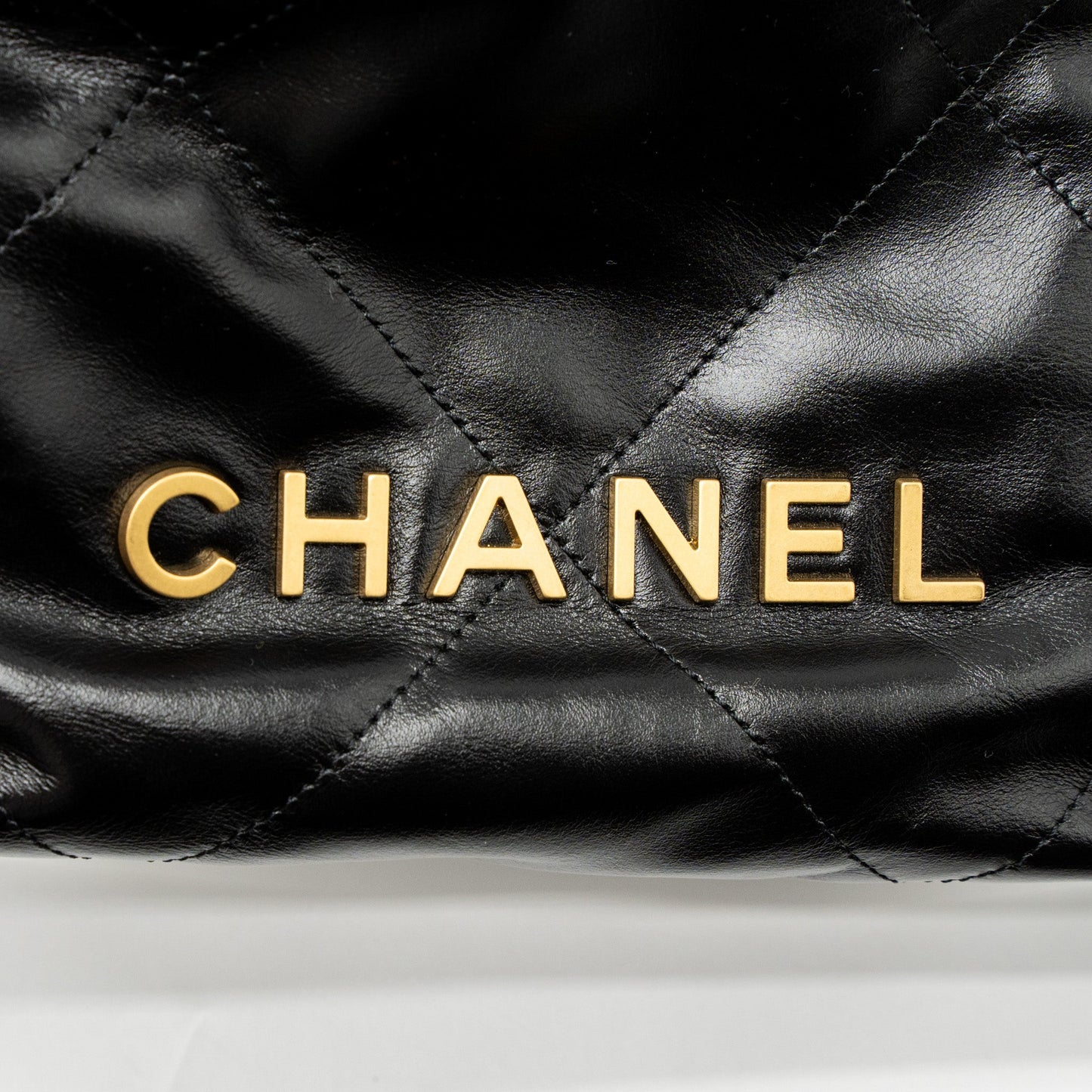 Chanel Mini 22 Bag Shiny Calfskin Black Brushed  (Microchip)