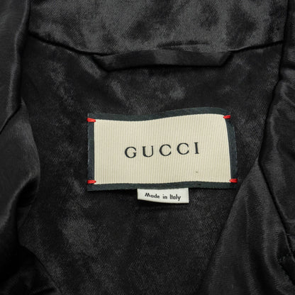Gucci Size 44 Guccy Farmacia Embroidery Biker Jacket Acetate/Polyamide/Cotton Washed Black