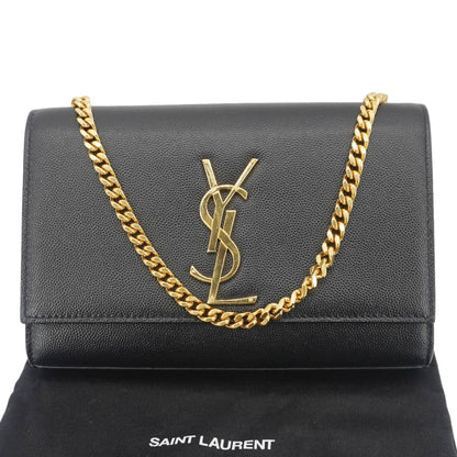 YVES SAINT LAURENT Kate Medium Grain De Poudre Leather Crossbody Bag Black