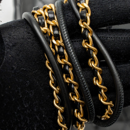 Chanel Mini 22 Bag Shiny Calfskin Black Brushed  (Microchip)