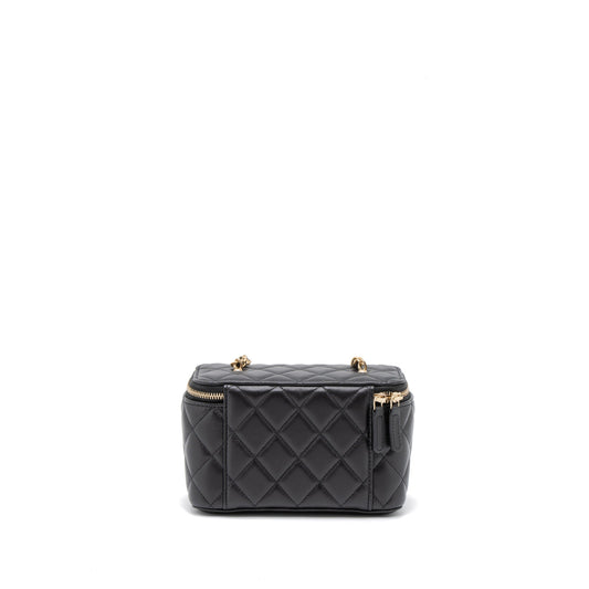 Chanel 23C Pearl Crush Long Vanity Lambskin Black Brushed  (Microchip)
