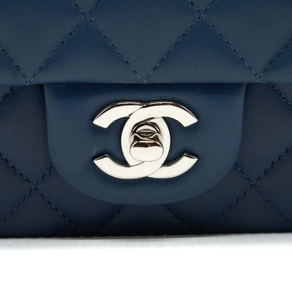 Chanel Mini Rectangular Flap Bag Lambskin Navy Blue