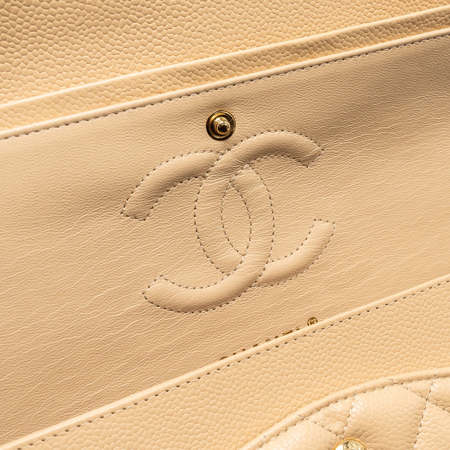 Chanel Medium Classic Double Flap Bag Caviar Beige