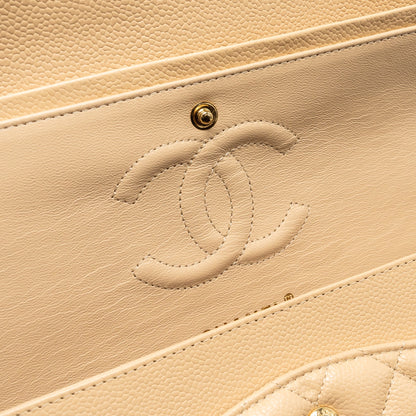 Chanel Medium Classic Double Flap Bag Caviar Beige