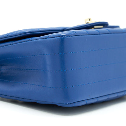 Chanel Mini Rectangular Flap Bag Chevron Lambskin Blue L