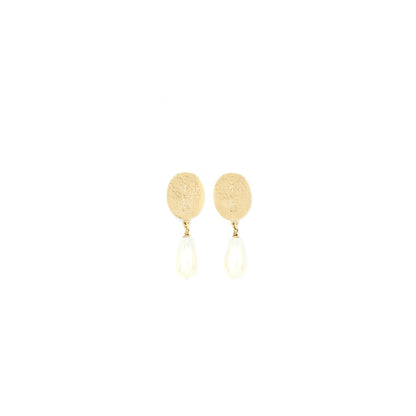 Chanel CC Logo Drop Earrings Pearl/Crystal Gold Tone