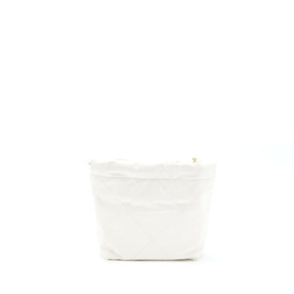 Chanel Mini 22 Bag Shiny Calfskin White Brushed  (Microchip)