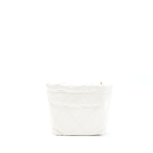 Chanel Mini 22 Bag Shiny Calfskin White Brushed  (Microchip)