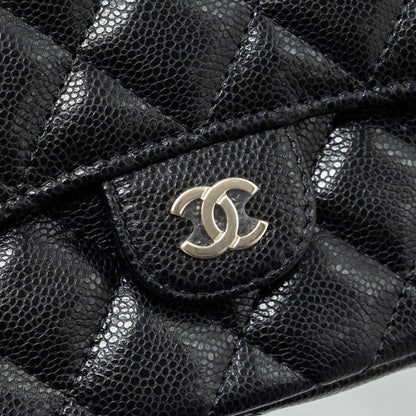 Chanel Double Pocket Wallet On Chain Caviar Black L(Microchip)