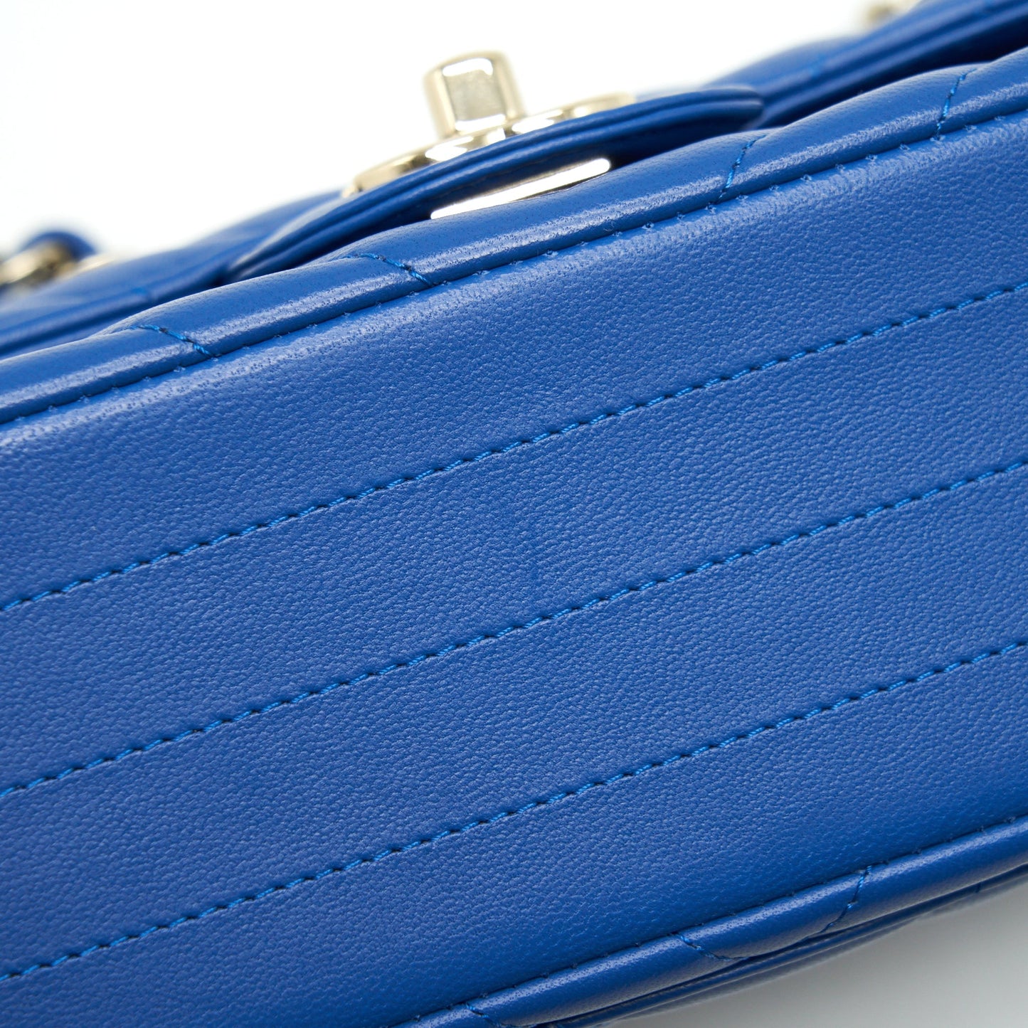Chanel Mini Rectangular Flap Bag Chevron Lambskin Blue L