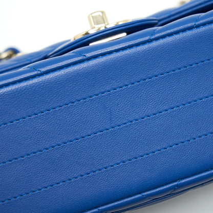Chanel Mini Rectangular Flap Bag Chevron Lambskin Blue L