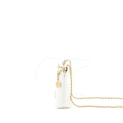 Chanel Mini 22 Bag Shiny Calfskin White Brushed  (Microchip)