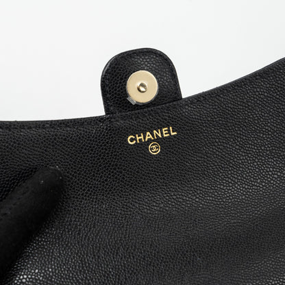 Chanel Double Pocket Wallet On Chain Caviar Black L(Microchip)