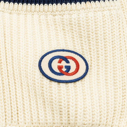 Gucci Size XS Interlocking G Stripe-detail Knitted Cardigan Cotton White/Multicolour