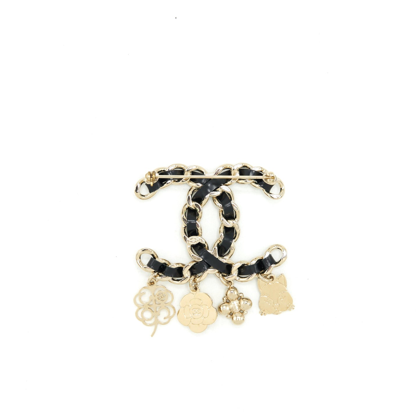 Chanel Leather Chain With Drop Charms Brooch L