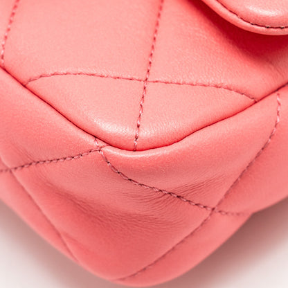 Chanel Mini Funky Town Flap Bag Lambskin Pink  (Microchip)
